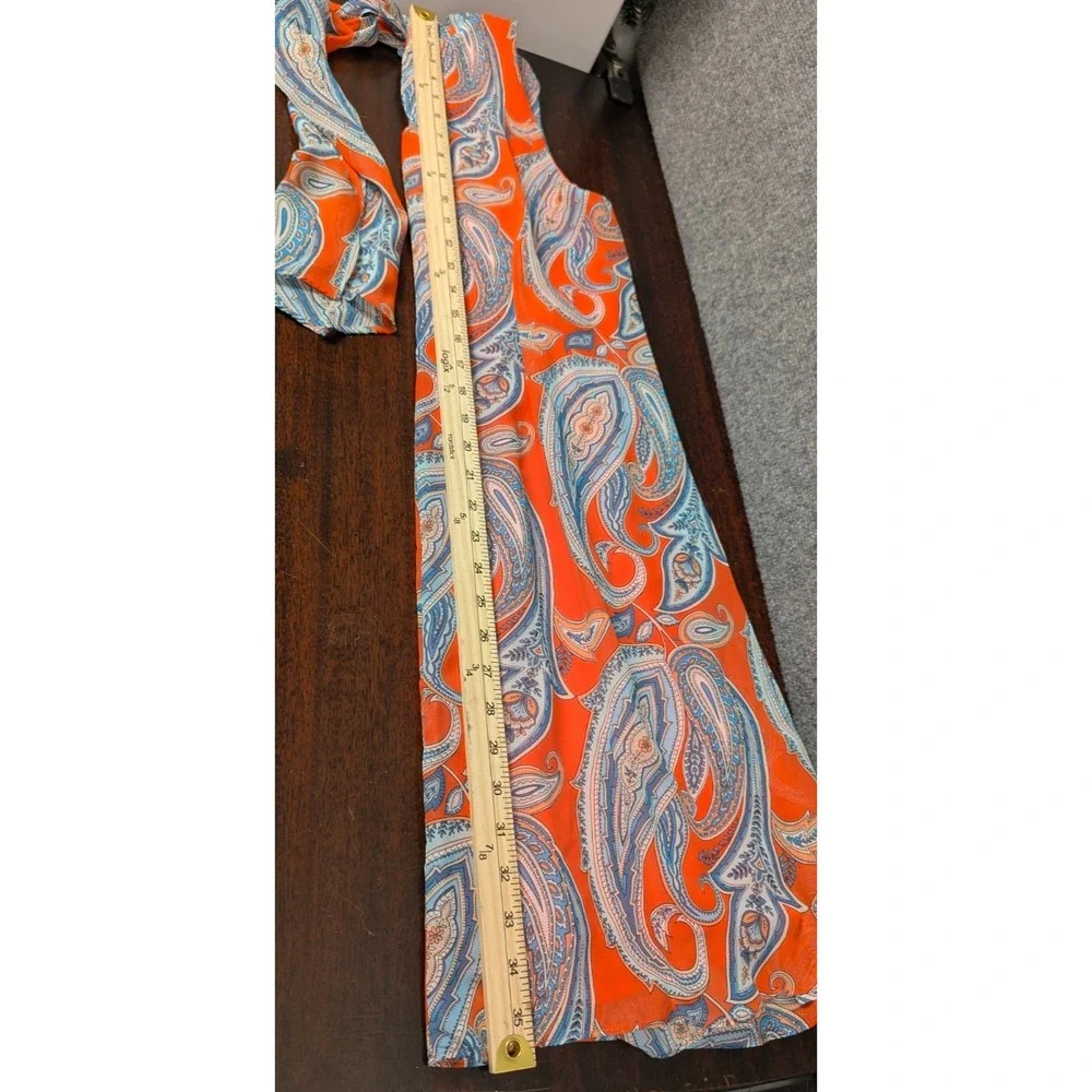 Signature by Robbie Bee Coral Paisley Halter Neck Dress Sleeveless Cocktail Boho - Picture 8 of 9